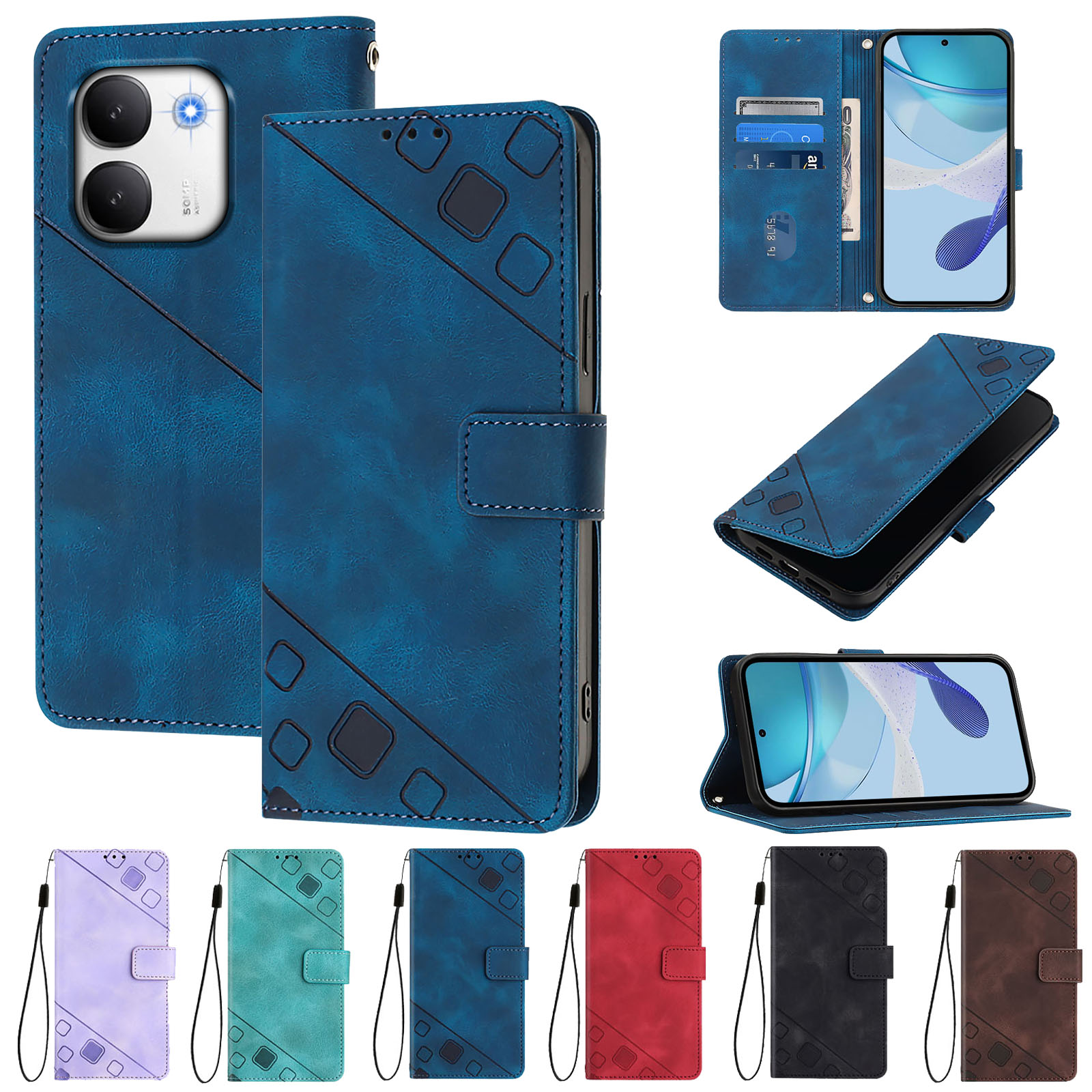 Leather Folio Wallet Case - Роскошный кожаный чехол-кошелек для телефона Vivo
