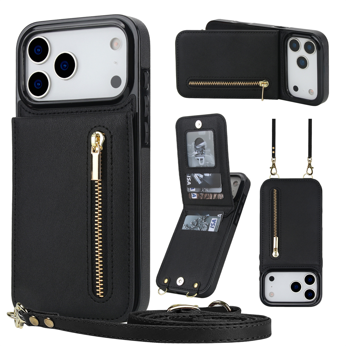 Phone Cases That Hold Cards - Кожаный чехол-кошелек на молнии через плечо
