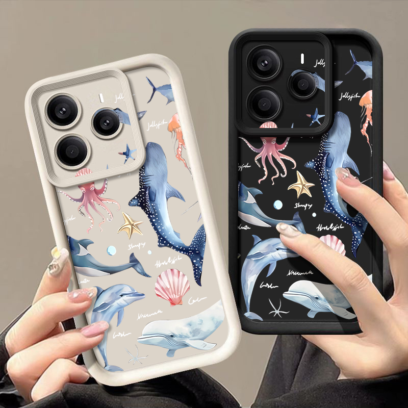 Phone Cases Xiaomi Redmi 12 - Мягкий чехол с милым рисунком дельфина