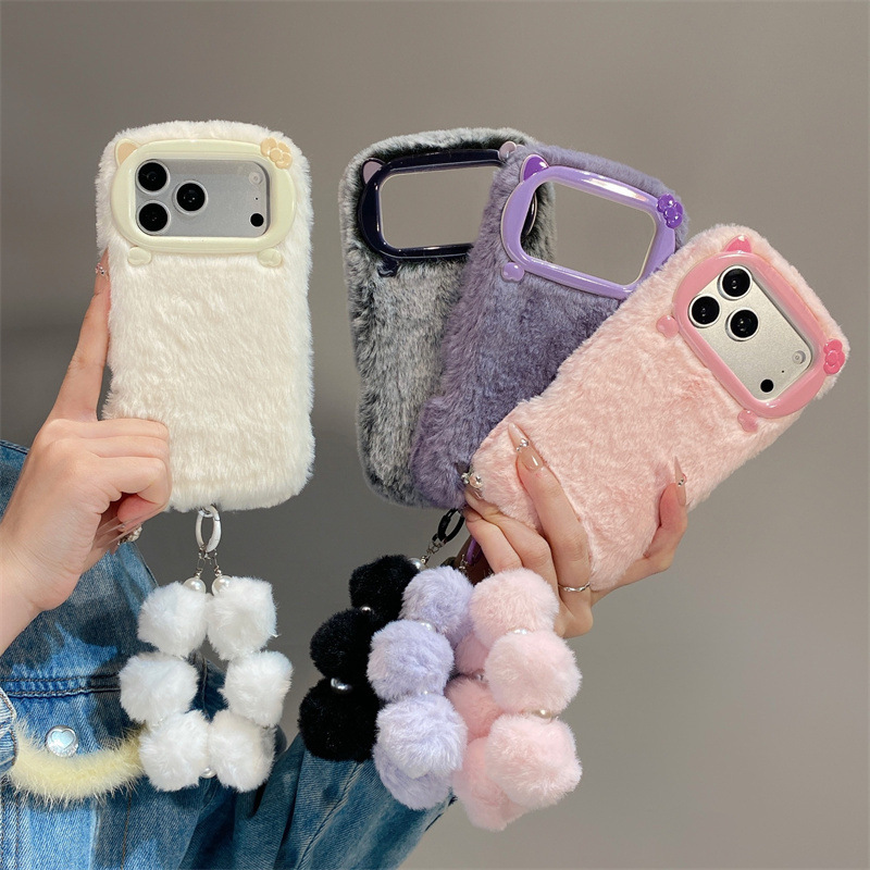 Phone Cases Iphone 14 - Роскошный однотонный плюшевый чехол для iPhone