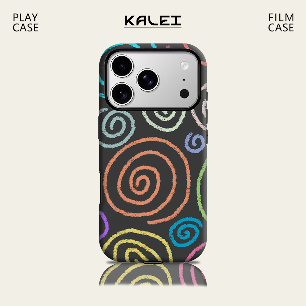 Phone Cases Iphone 15 - Яркий спиральный дизайн на черном фоне